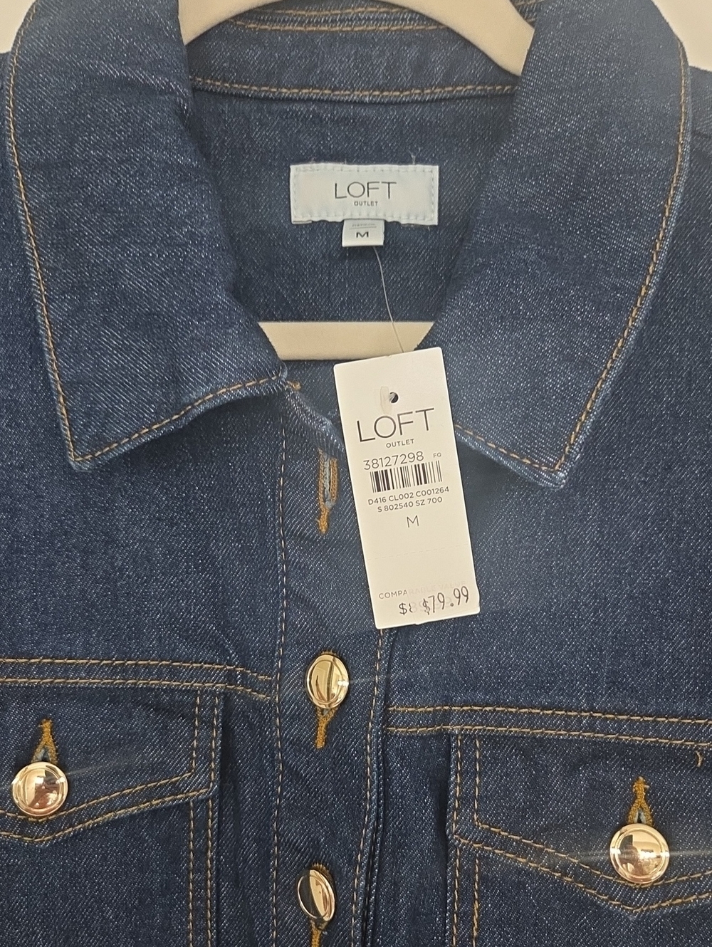 NWT LOFT Outlet Dark Wash Denim Polo Shirt Dress. Offers Welcome! - Picture 9 of 13